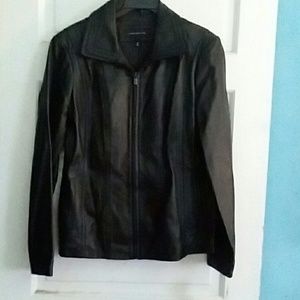 Black leather scuba jacket